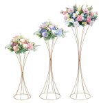 3pcs stands de fleurs en forme de lentonnoir - porte - fleurs en fer pour dcor (dor ) - hauteur de ...