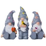 3pcs statuette de jardin nain en rsine : lot de 3 pices style rustique noel pour intrieur et extrieur ...