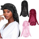 3pice bonnet de nuit bonnet de soie satin cheveux pour femmes lastique double bonnet pour cheveux bonnet ...