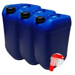 3x bidon jerrican plastique 25 l litres bleu bouchon din 61 liquides alimentaires et chimiques ergonomique ...