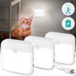 Veilleuses led - serbasic - pack 3 - blanc 6000k - capteur mouvement - rechargeable usb - montage magn�tique ...
