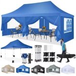 Tonnelle pliante 3x6 barnum pliant tanche stable avec 6 parois latralestonnelle tente uv 50 + - bleu ...