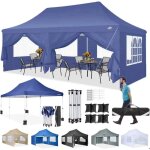 Tonnelle pliante 3x6 barnum pliant tanche stable avec 6 parois latralestonnelle tente uv 50 + - bleu ...