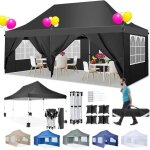 Tonnelle pliante 3x6 barnum pliant tanche stable avec 6 parois latralestonnelle tente uv 50 + - noir ...