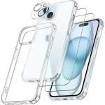 4 en 1 coque pour iphone 15 avec 2 verre tremp et 1 camra protecteur - topesctantichoc protection housse ...