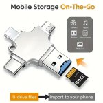 4 en 1 lecteur de carte m�moire micro sd pour iphone ipadandroid macpc cam�ra type c �clairage usb c ...