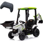4 en 1 tracteur �lectrique enfants avec pelle & bulldozer & plafond amovible - blanc