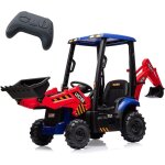 4 en 1 tracteur �lectrique enfants avec pelle & bulldozer & plafond amovible - rouge