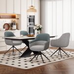 4 chaises de salle  manger pivotantes avec revtement en cuir synthtique et tissu bien rembourres ...