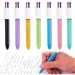 4 couleurs stylolot de 7 stylos multicolores  stylo bille rtractable4 en 1 roulante type  pression4 ...