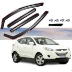 4 d�flecteurs de vent pluie dair noir fum� vitres lat�rales avant et arri�re compatible avec hyundai ...