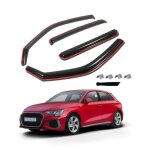 4 d�flecteurs de vent pluie dair noir fum� vitres lat�rales avant arri�re voiture compatible avec audi ...