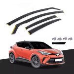 4 d�flecteurs de vent pluie dair noir fum� vitres lat�rales avant arri�re voiture compatible avec toyota ...