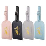 4 �tiquettes de bagage en cuir pu inscription �tiquettes de valise de voyage avec boucle r�glable pour ...