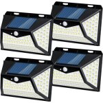 4 pack lampe solaire applique murale - 118 led avec dtecteur ip65 tanche pour jardin clairage extrieure ...