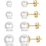 4 paires boucle doreille perle argent sterling 925 perles rondes hypoallergniques 5 - 10mm tailles mixtes ...