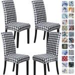 4 pcs ensemble de chaises de salle à manger housse de chaise de salle à manger extensible à carreaux ... 4 pcs ensemble de chaises de salle à manger housse de chaise de salle à manger extensible à carreaux ...