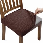 4 pcs housse de chaise extensible en jacquard housse assise chaise pour salle � manger amovibles et lavables ...