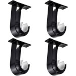 4 pcs tringle  rideau supports support de poteau de rideau noir supports pour barre rideau alliage daluminium ...