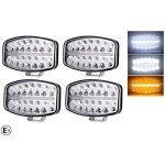 4 phares de travail 12v 24v 80w led projecteur longue porte + feu de position effet non orange ou blanc ...