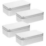 4 pi�ces bo�te de bo�tes de conserve � charni�re vide rectangulaire en m�tal bo�te de rangement portable ...