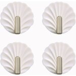 4 pi�ces crochets muraux en forme de coquillage - blanc crochets muraux de forme mignonne crochets de ...