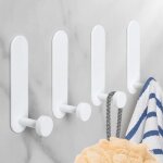 4 pices crochet mural salle de bain en aluminium sans perage porte serviette impermable blanc