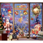 4 pi�ces grande taille stickers no�l fen�tre 30x45cm d�coration r�utilisable autocollant recto - verso ...