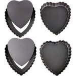 4 pi�ces de moules � g�teau en forme de c?ur mini avec des fonds amovibles pour des desserts moules � ...