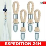 Accroche torchon - zisonix - 4 pices - corde en coton - fer - beige