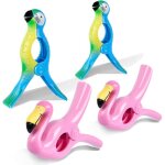 4 pi�ces - pinces � serviettes - bleu + rose - convient pour le s�chage des v�tements en bord de mer ...