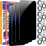 4 pi�ces protection verre tremp� pour iphone 15 pro ecran anti espion vitre accessoire coque amical 4 ...