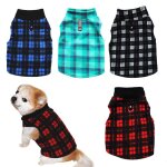4 pi�ces de v�tements pour chiens v�tements en polaire pour animaux de compagnie chemise � carreaux confortabl ...
