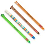- lot de 4 stylos gel effa�ables th�mes dino teddy bear corgi llama boule sur les extr�mit�s pour enlever ...