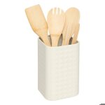 4 ustensiles de cuisine avec pot de rangement - 5 five simply smart - beige