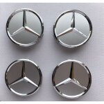 4 x 75mm centre moyeu de roue enjoliveurs argent pour mercedes silver