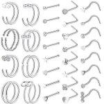 40 pi�ces piercing nez acier chirurgical pour femme homme hypoallerg�nique percing au nez livraison al�atoire ...