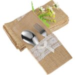 40 pi�ces sacs � couverts en jute sacs � couverts porte - couverts toile de jute avec dentelle d�coration ...