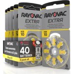 40 piles pour appareils auditifs rayovac extra 10. - 5 ampoules de 8 piles