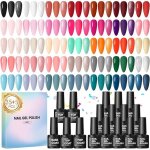 40 x semi - permanent nail polish kit 35 colours red white nude black glitter uv gel polish + 1 base ...