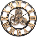 40cm 3d horloge murale quartz antique gear bois pendule murales industriel en chiffres romains luxury ...