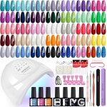 40pcs kit vernis semi permanent avec 48 w lampe led 36 couleurs kit ongle gel u v complet avec base et ...