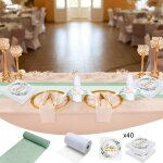 40pcs serviettes avec motif de feuilles vertes + chemin de table blanc en dentelle (15 cm x 22 m) + nappe ...