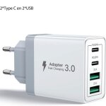 40w chargeur rapide 4 port multi secteur pd + qc 3. 1a type c adaptateur pour iphone 16 15 14 mini se ...