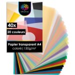 40x papier calque couleur a4 130g / m - 20 couleurs - papier calque imprimable - papier vitrail couleur ...