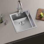40x44cm Évier de cuisine brossé en inox - Évier 1 bac avec ensemble de drainage - Évier sous plan 40x44cm Évier de cuisine brossé en inox - Évier 1 bac avec ensemble de drainage - Évier sous plan