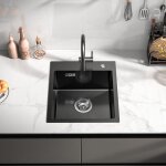 40x45cm Évier de cuisine gris foncé en inox - Évier 1 bac avec ensemble de drainage - Évier à poser 40x45cm Évier de cuisine gris foncé en inox - Évier 1 bac avec ensemble de drainage - Évier à poser
