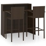 41854582& ensemble de bar de jardin 3 pcstable de bar + 2 tabourets bar mange - debout - marron