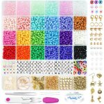 4200 perles de rocaille en verre 4mm 24 couleurs. kit complet pour fabrication de bijoux cr�atifs bracelets ...