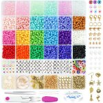 4200 pices de perles de rocaille en verre de 4 mm pour la fabrication de bijoux 24 couleurs de perles ...